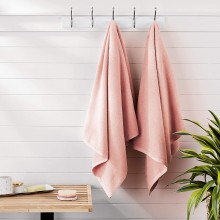 AmazonBasics Quick-Dry, Luxurious, Soft, 100% Cotton Towels, Petal Pink - Set of 2 Bath Towels