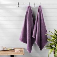 AmazonBasics Quick-Dry, Luxurious, Soft, 100% Cotton Towels, Lavender - Set of 2 Bath Towels