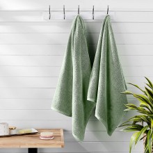 AmazonBasics Quick-Dry, Luxurious, Soft, 100% Cotton Towels, Seafoam Green - Set of 2 Bath Towels