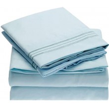 Mellanni Bed Sheet Set - Brushed Microfiber 1800 Bedding - Wrinkle, Fade, Stain Resistant - 4 Piece (Baby Blue)