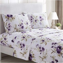 Mellanni Bed Sheet Set - Brushed Microfiber 1800 Bedding - Wrinkle, Fade, Stain Resistant - 4 Piece (Madison Purple)